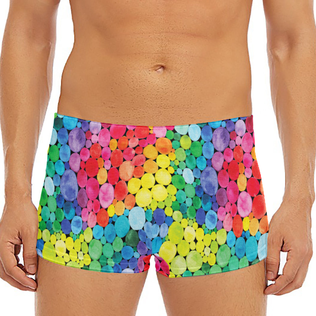 Watercolor Rainbow Pattern Print Men's Short Boxer Briefs