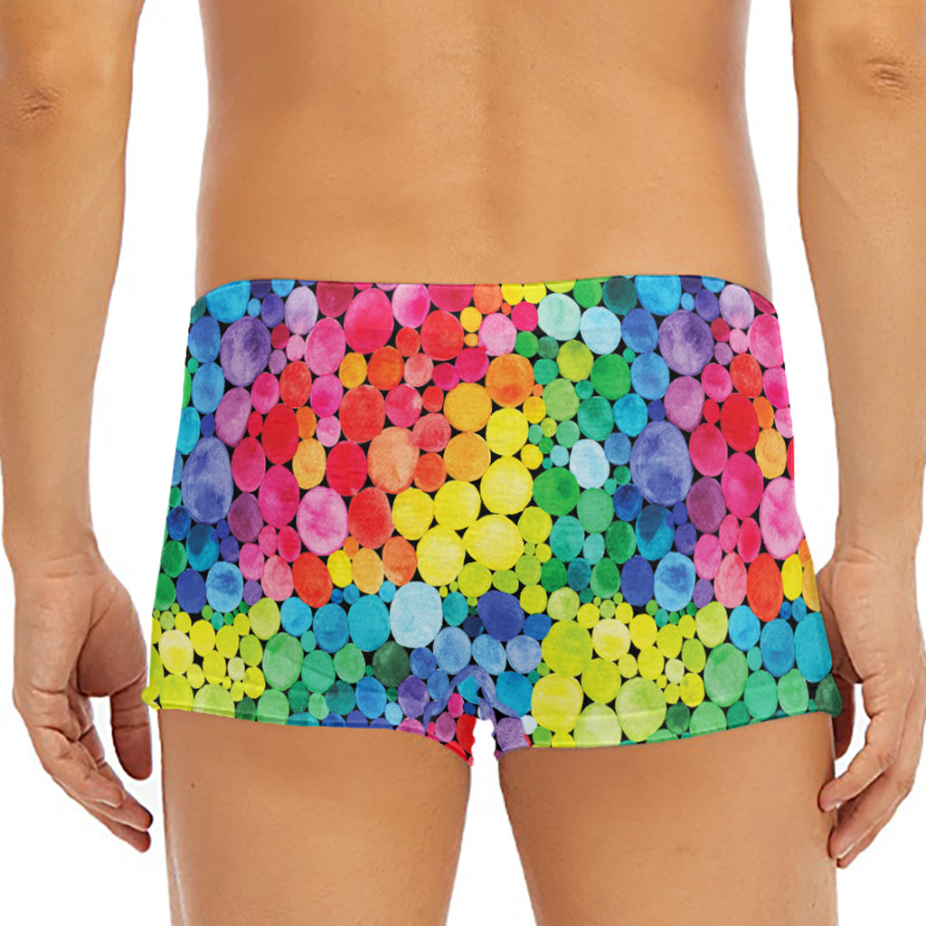 Watercolor Rainbow Pattern Print Men's Short Boxer Briefs