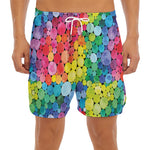 Watercolor Rainbow Pattern Print Men's Split Running Shorts