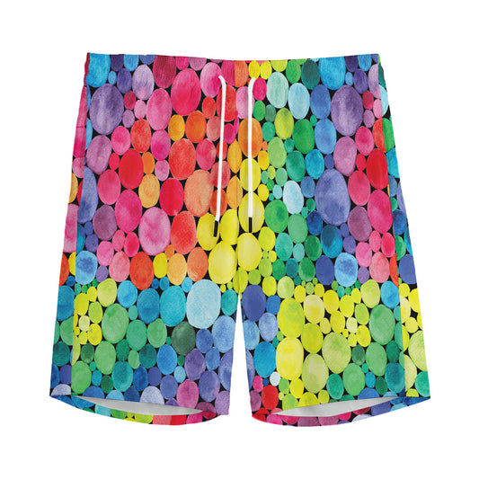 Watercolor Rainbow Pattern Print Men's Sports Shorts