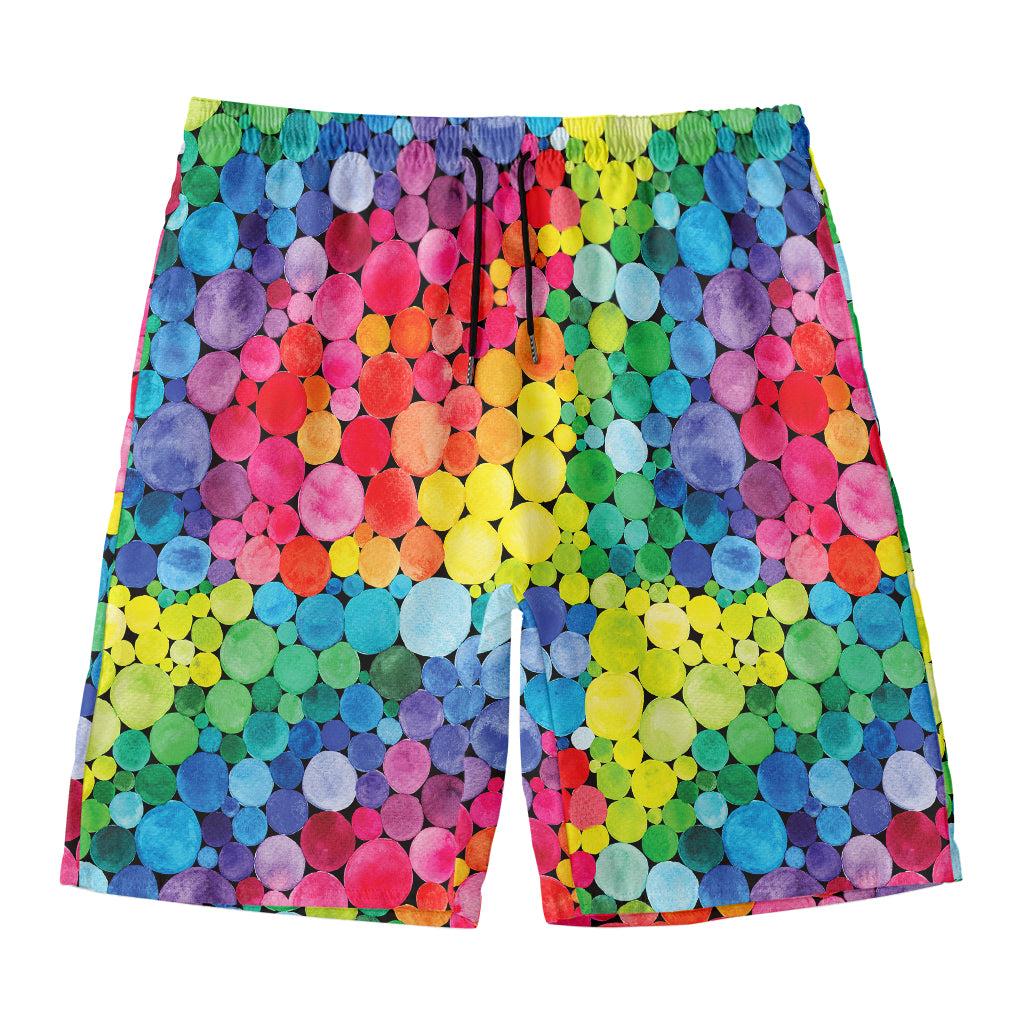Watercolor Rainbow Pattern Print Men's Swim Trunks