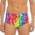 Watercolor Rainbow Pattern Print Men's Triangle Swim Briefs
