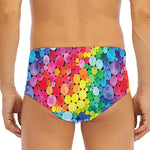 Watercolor Rainbow Pattern Print Men's Triangle Swim Briefs