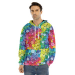 Watercolor Rainbow Pattern Print Men's Velvet Pullover Hoodie