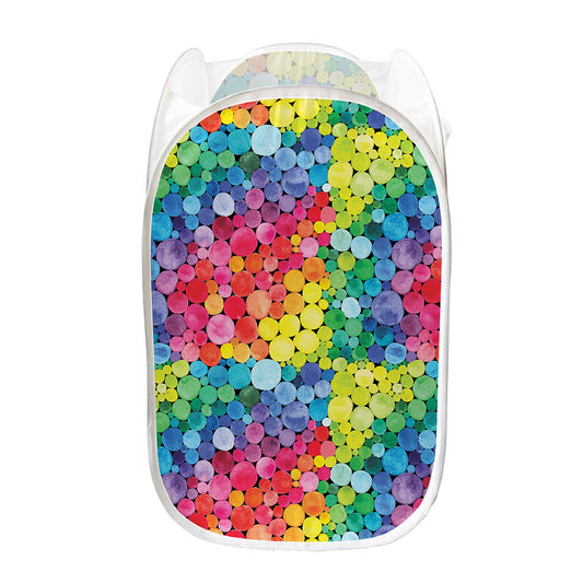 Watercolor Rainbow Pattern Print Mesh Laundry Hamper