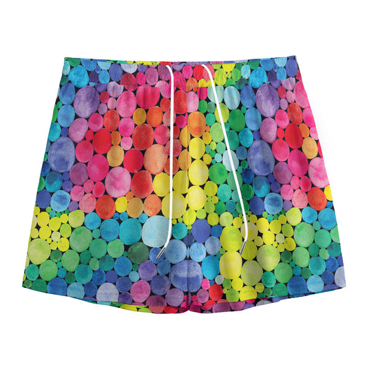 Watercolor Rainbow Pattern Print Mesh Shorts