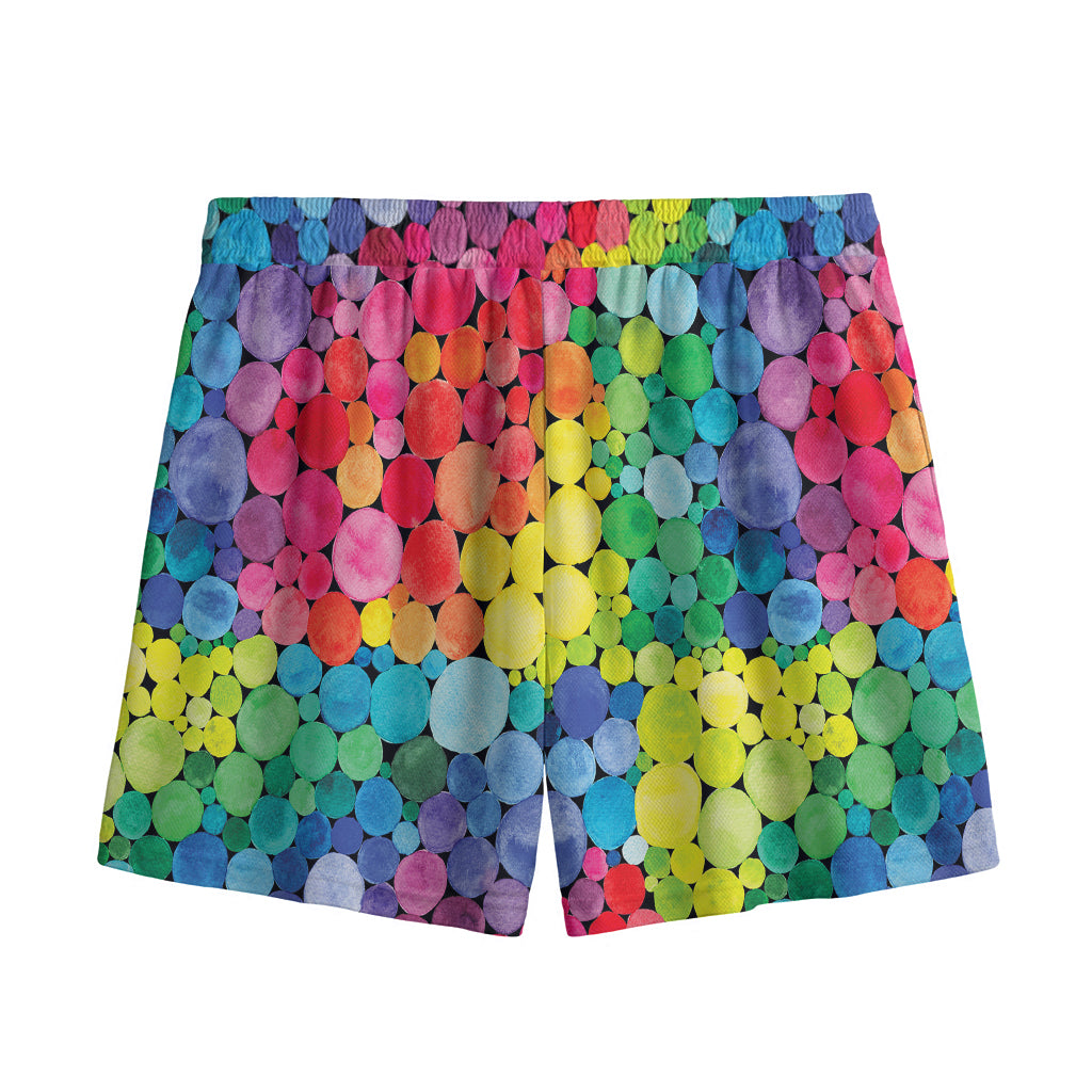 Watercolor Rainbow Pattern Print Mesh Shorts