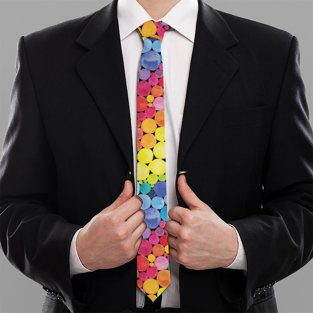 Watercolor Rainbow Pattern Print Necktie