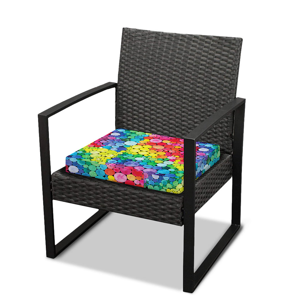 Watercolor Rainbow Pattern Print Outdoor Seat Cushion Cover