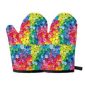 Watercolor Rainbow Pattern Print Oven Mitts