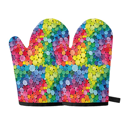 Watercolor Rainbow Pattern Print Oven Mitts