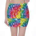 Watercolor Rainbow Pattern Print Pencil Mini Skirt