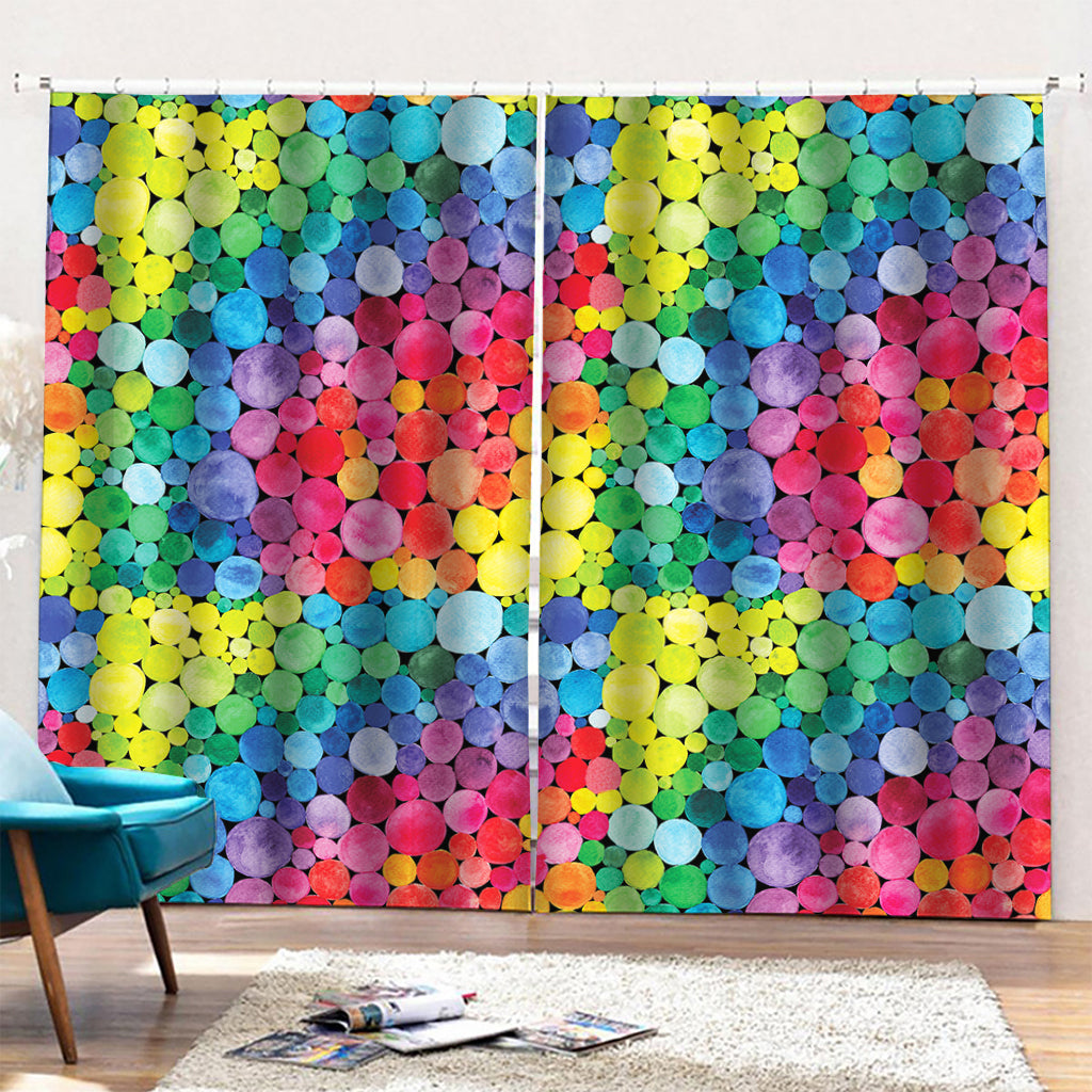 Watercolor Rainbow Pattern Print Pencil Pleat Curtains