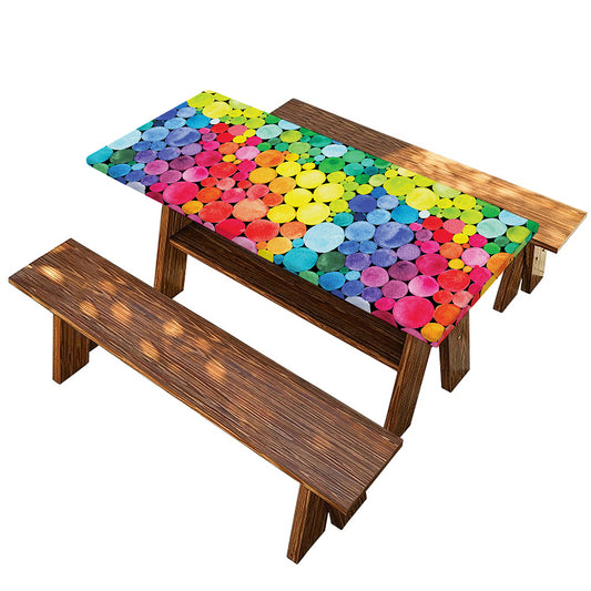 Watercolor Rainbow Pattern Print Picnic Table Cover