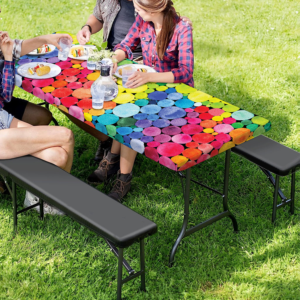 Watercolor Rainbow Pattern Print Picnic Table Cover