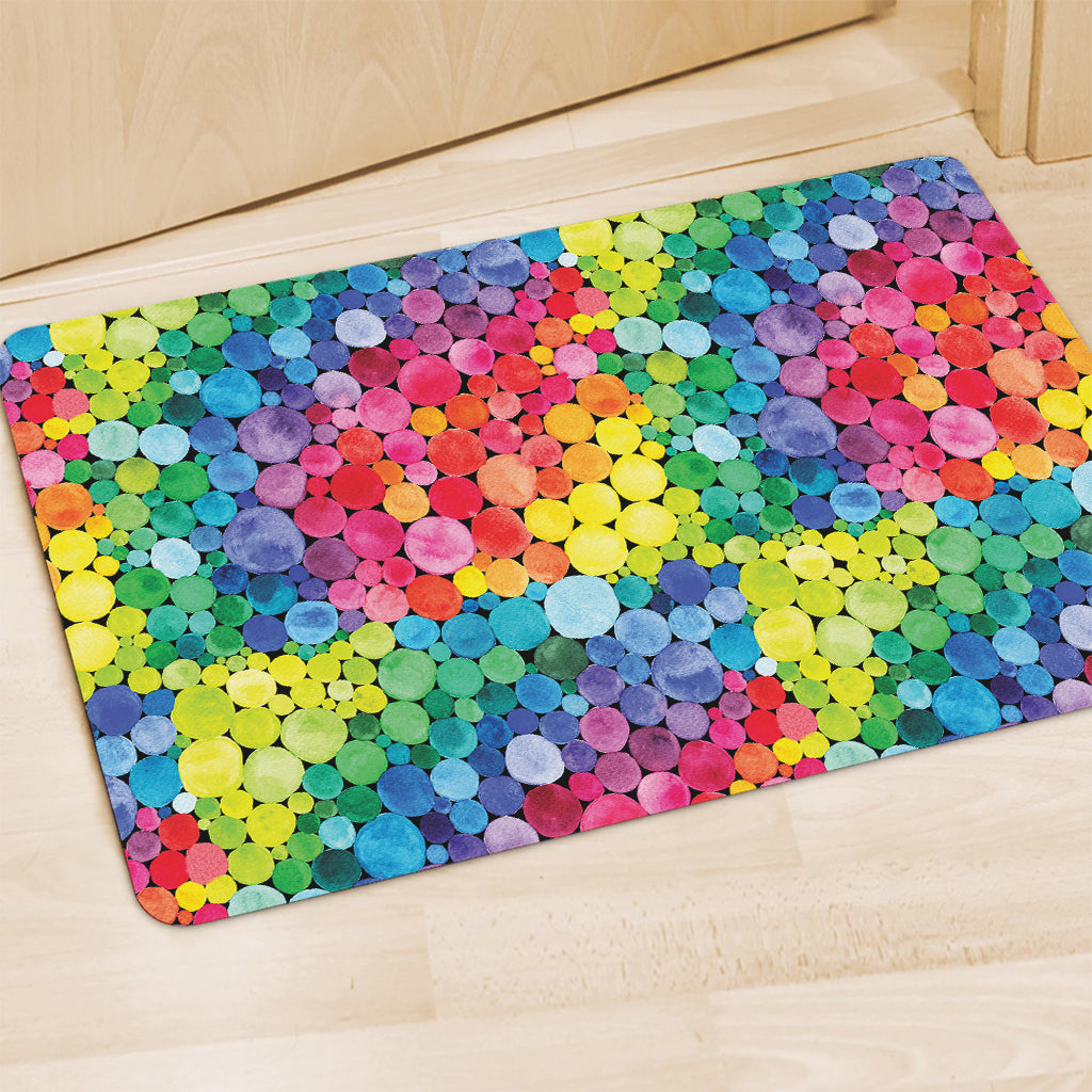 Watercolor Rainbow Pattern Print Polyester Doormat