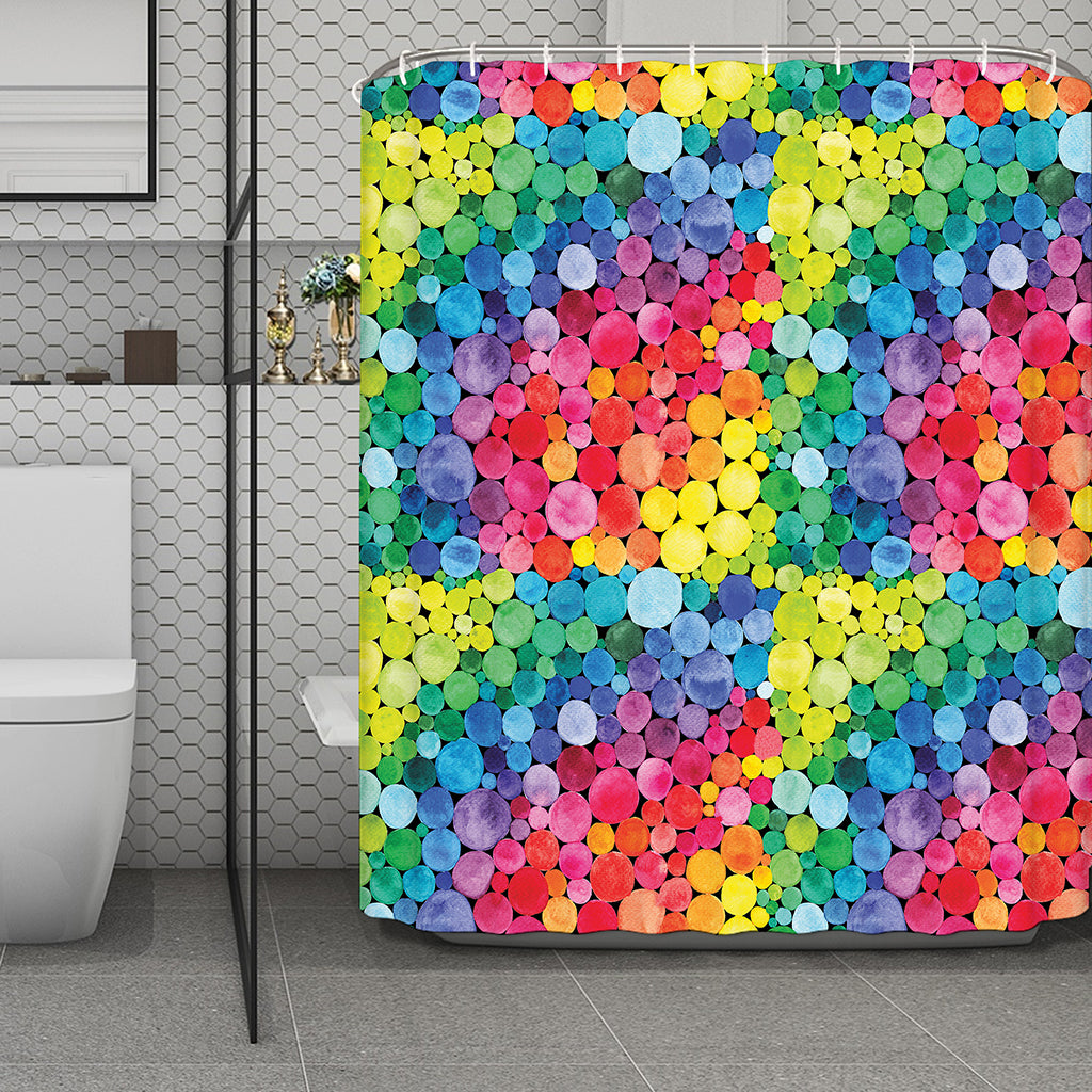 Watercolor Rainbow Pattern Print Polyester Shower Curtain