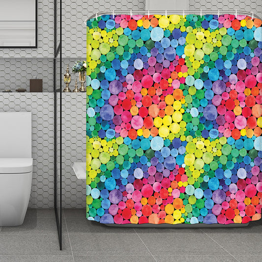 Watercolor Rainbow Pattern Print Polyester Shower Curtain