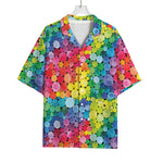 Watercolor Rainbow Pattern Print Rayon Hawaiian Shirt