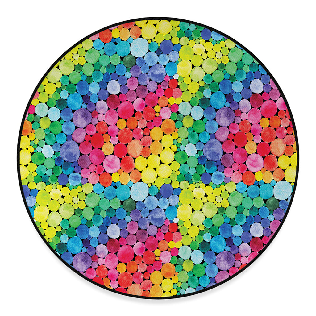Watercolor Rainbow Pattern Print Round Floor Mat