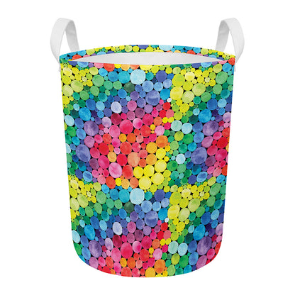 Watercolor Rainbow Pattern Print Round Laundry Basket