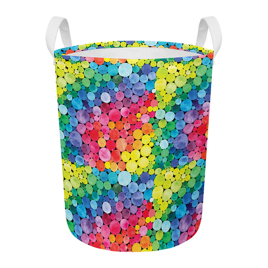 Watercolor Rainbow Pattern Print Round Laundry Basket