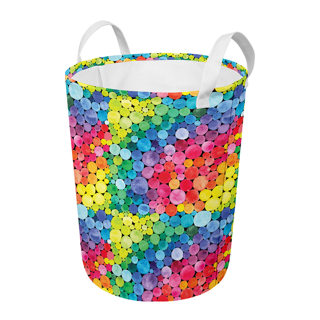 Watercolor Rainbow Pattern Print Round Laundry Basket