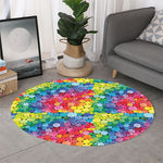 Watercolor Rainbow Pattern Print Round Rug