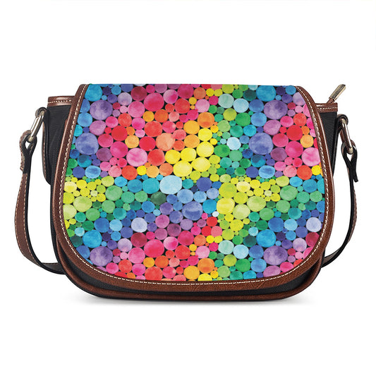 Watercolor Rainbow Pattern Print Saddle Bag