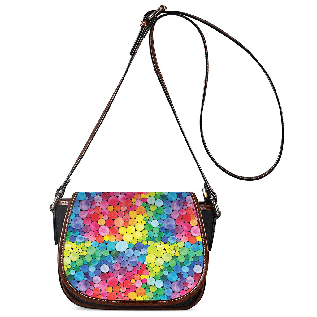 Watercolor Rainbow Pattern Print Saddle Bag
