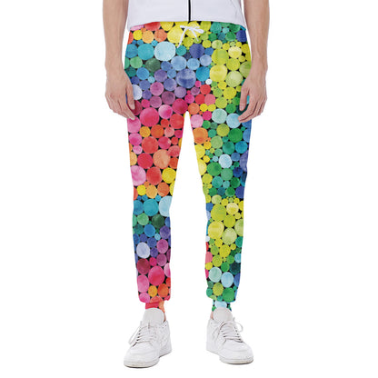 Watercolor Rainbow Pattern Print Scuba Joggers