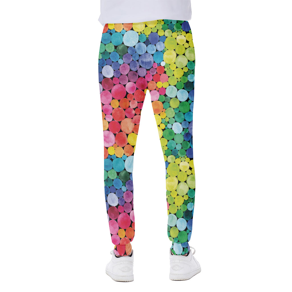Watercolor Rainbow Pattern Print Scuba Joggers