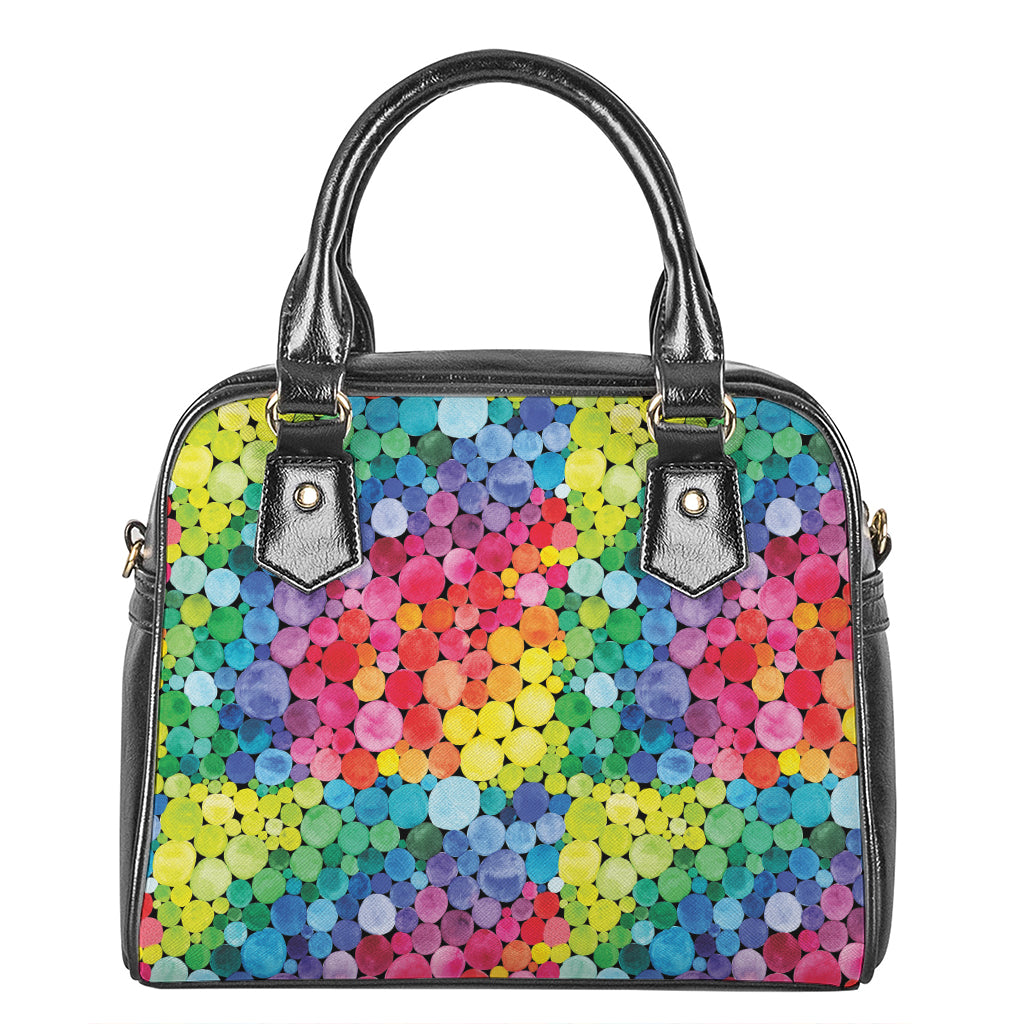 Watercolor Rainbow Pattern Print Shoulder Handbag