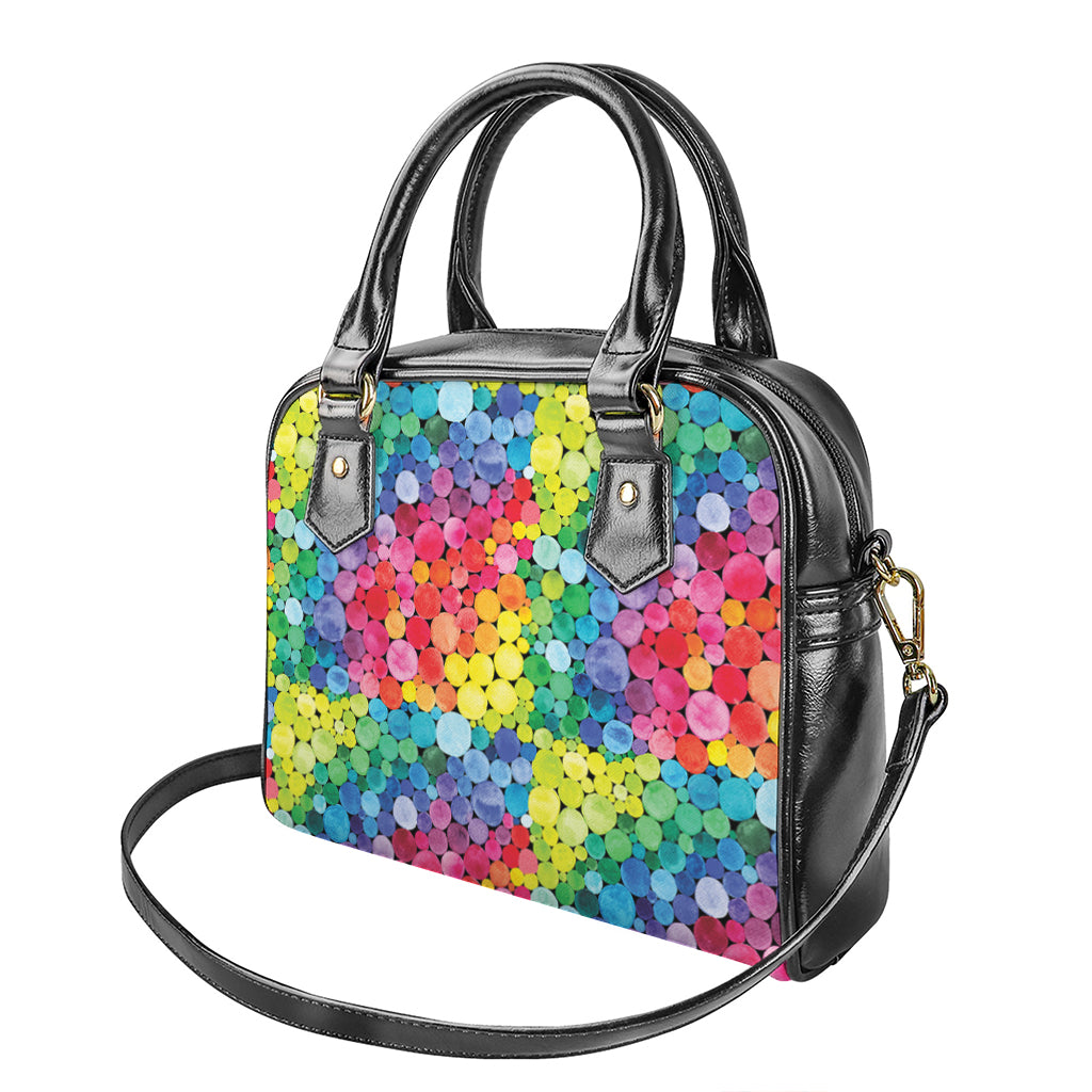 Watercolor Rainbow Pattern Print Shoulder Handbag