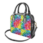 Watercolor Rainbow Pattern Print Shoulder Handbag