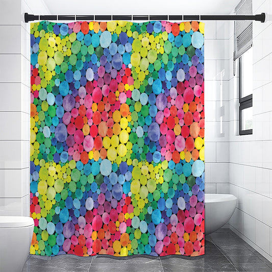 Watercolor Rainbow Pattern Print Shower Curtain