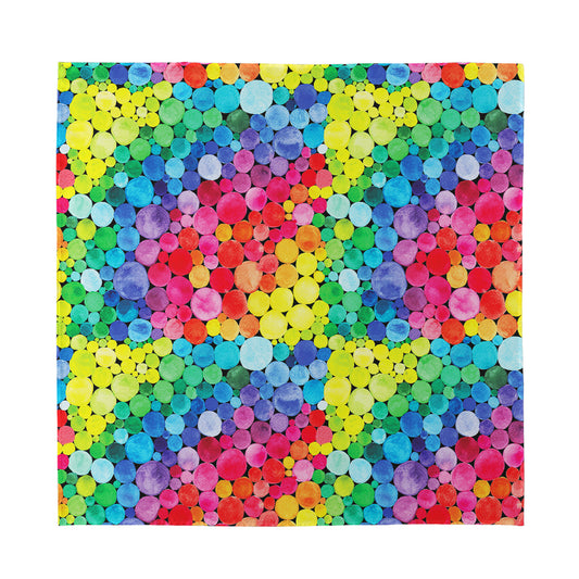 Watercolor Rainbow Pattern Print Silk Bandana