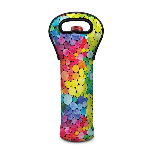 Watercolor Rainbow Pattern Print Single Neoprene Wine Tote