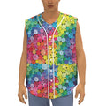 Watercolor Rainbow Pattern Print Sleeveless Baseball Jersey