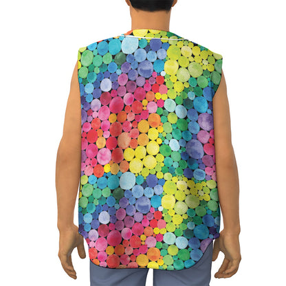 Watercolor Rainbow Pattern Print Sleeveless Baseball Jersey