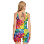 Watercolor Rainbow Pattern Print Sleeveless One Piece Swimsuit