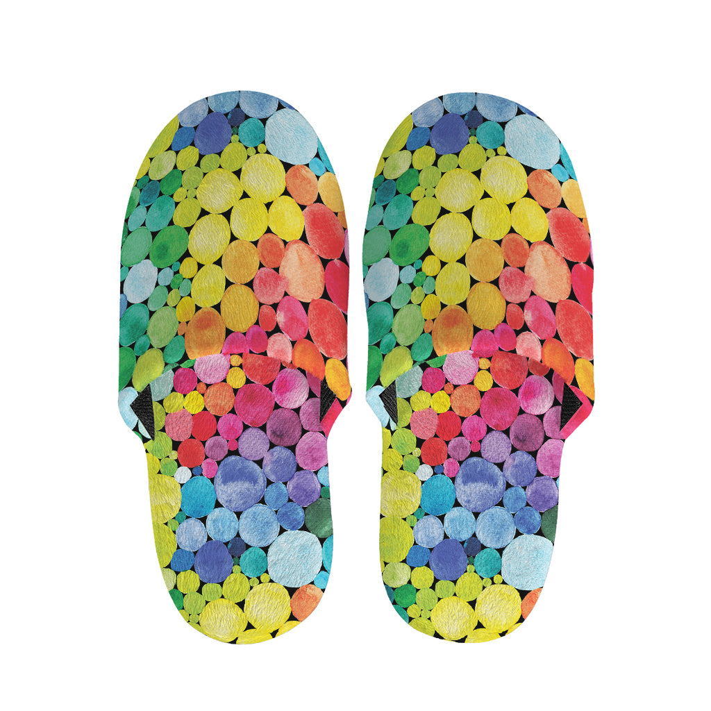 Watercolor Rainbow Pattern Print Slippers