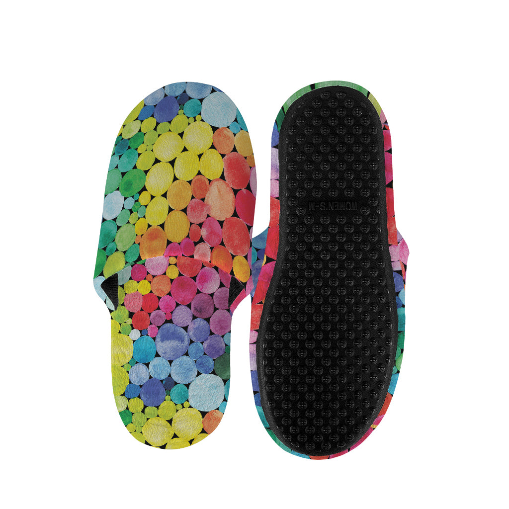 Watercolor Rainbow Pattern Print Slippers