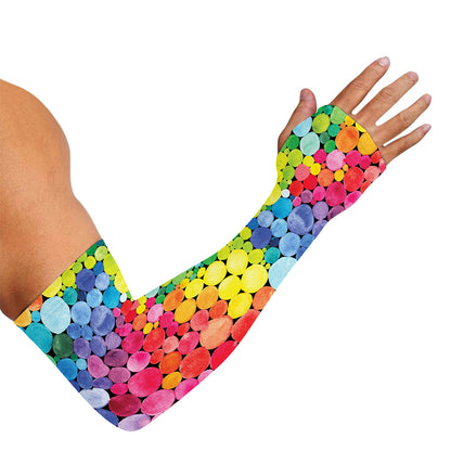 Watercolor Rainbow Pattern Print Sun Protection Arm Sleeves