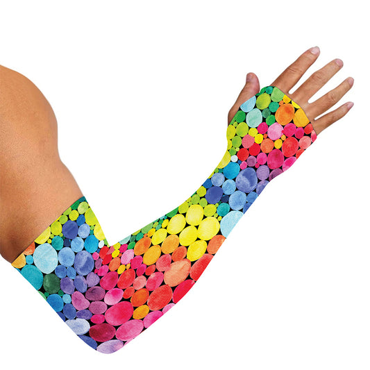 Watercolor Rainbow Pattern Print Sun Protection Arm Sleeves