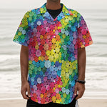 Watercolor Rainbow Pattern Print Textured Short Sleeve Shirt