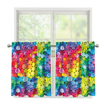 Watercolor Rainbow Pattern Print Tier Curtains