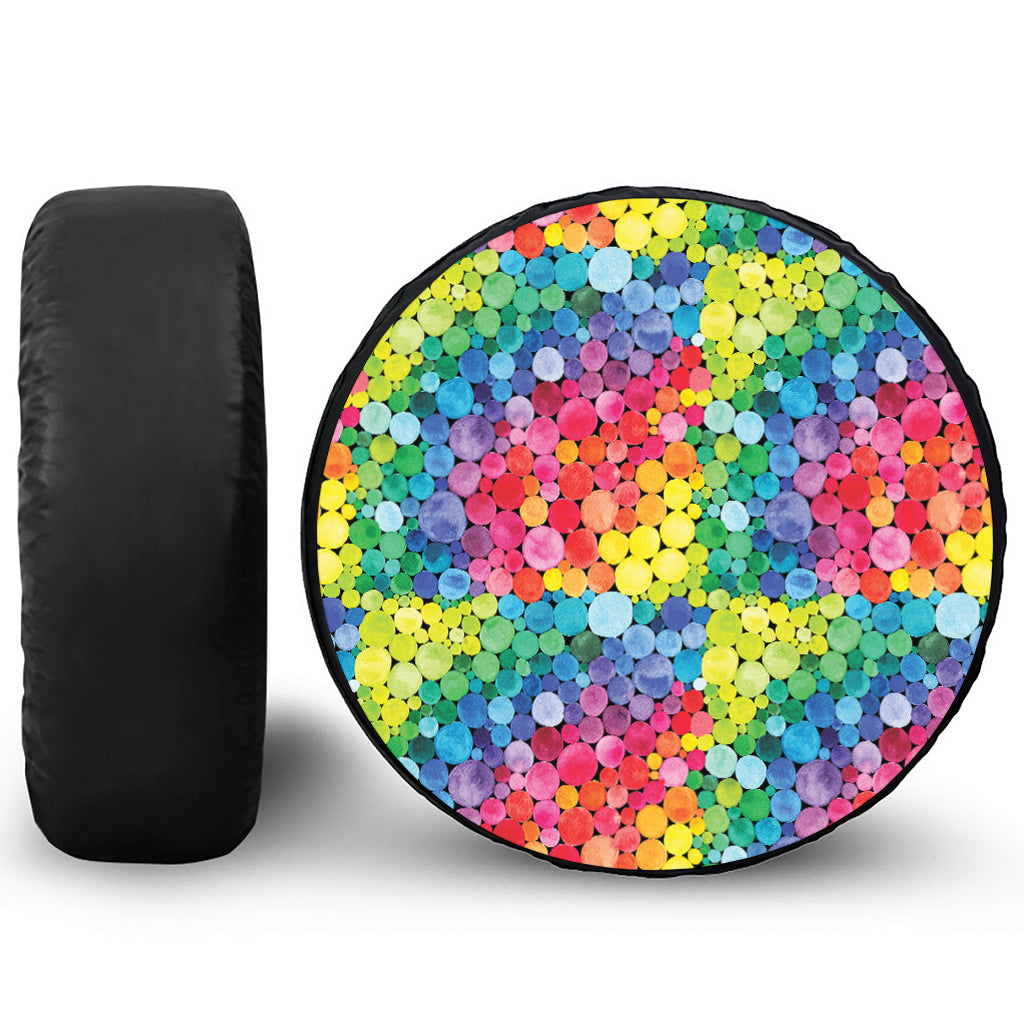 Watercolor Rainbow Pattern Print Tire Cover