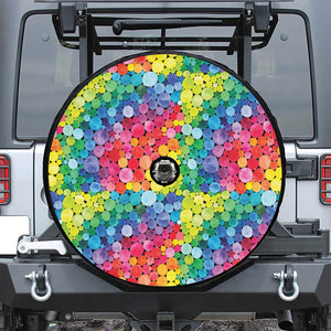 Watercolor Rainbow Pattern Print Tire Cover With Camera Hole