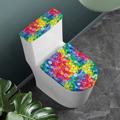 Watercolor Rainbow Pattern Print Toilet Lid And Tank Cover Set